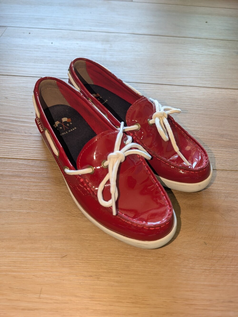 Cole Haan Red Patent Leather Boat Shoes